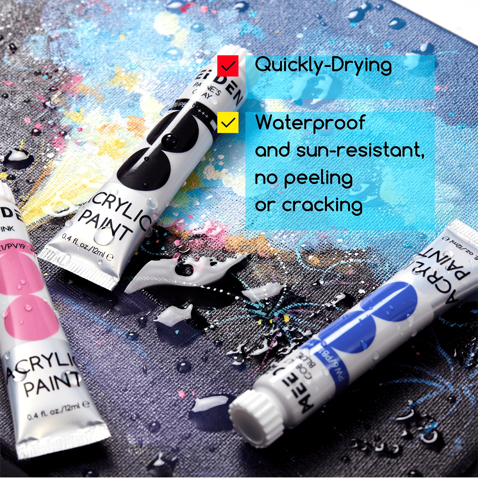 MEEDEN Acrylic Paint Set, 12 Tubes, 12 ml / 0.41 oz - Image 4
