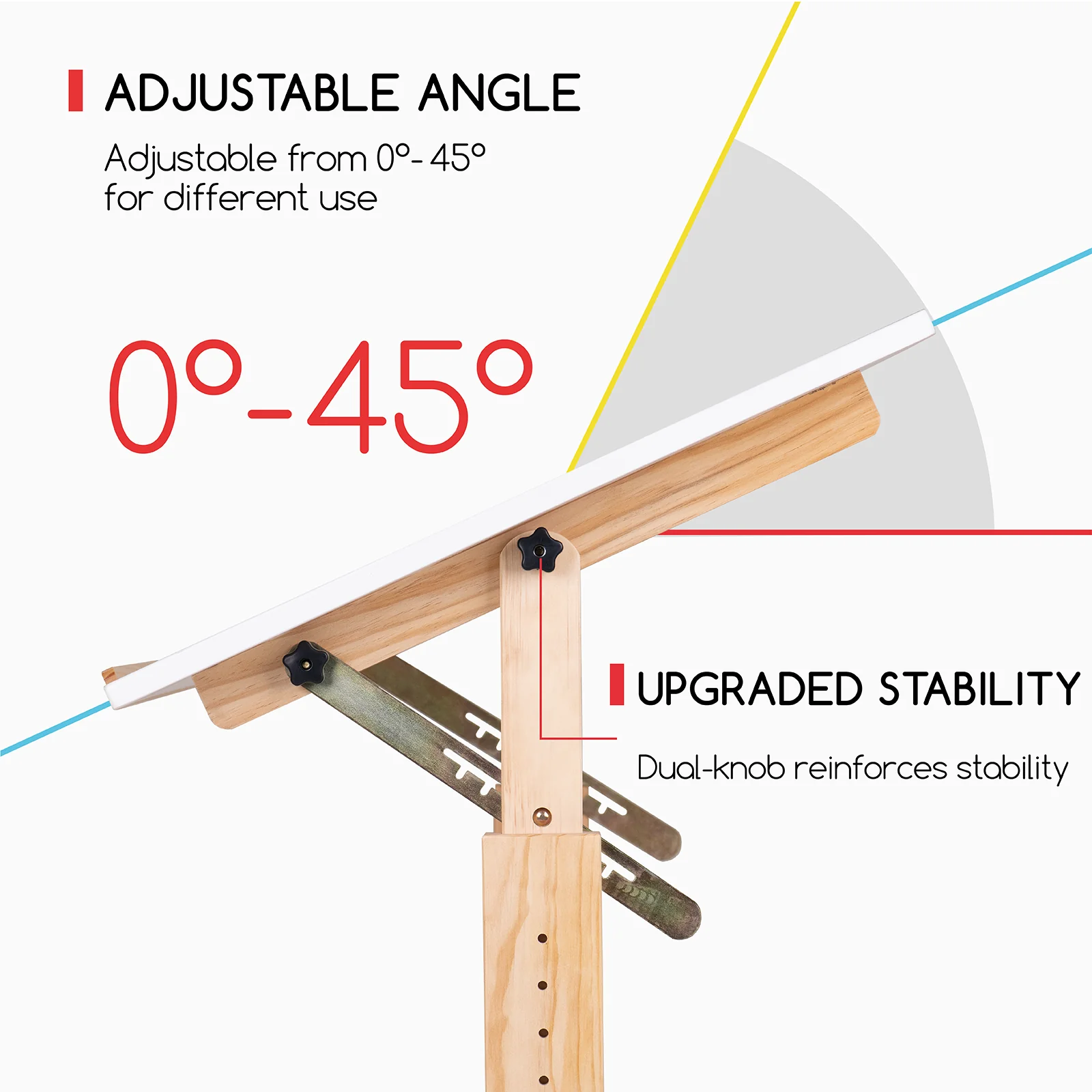 MEEDEN Adjustable Wooden Drafting Table & Stool Set, White-XSZ-5 - Image 7
