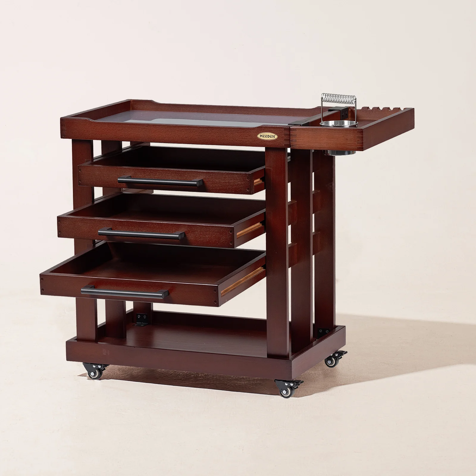 MEEDEN Deluxe Artist Supplies Storage Cart, 5-Tier Taboret-Dark Walnut-W13H