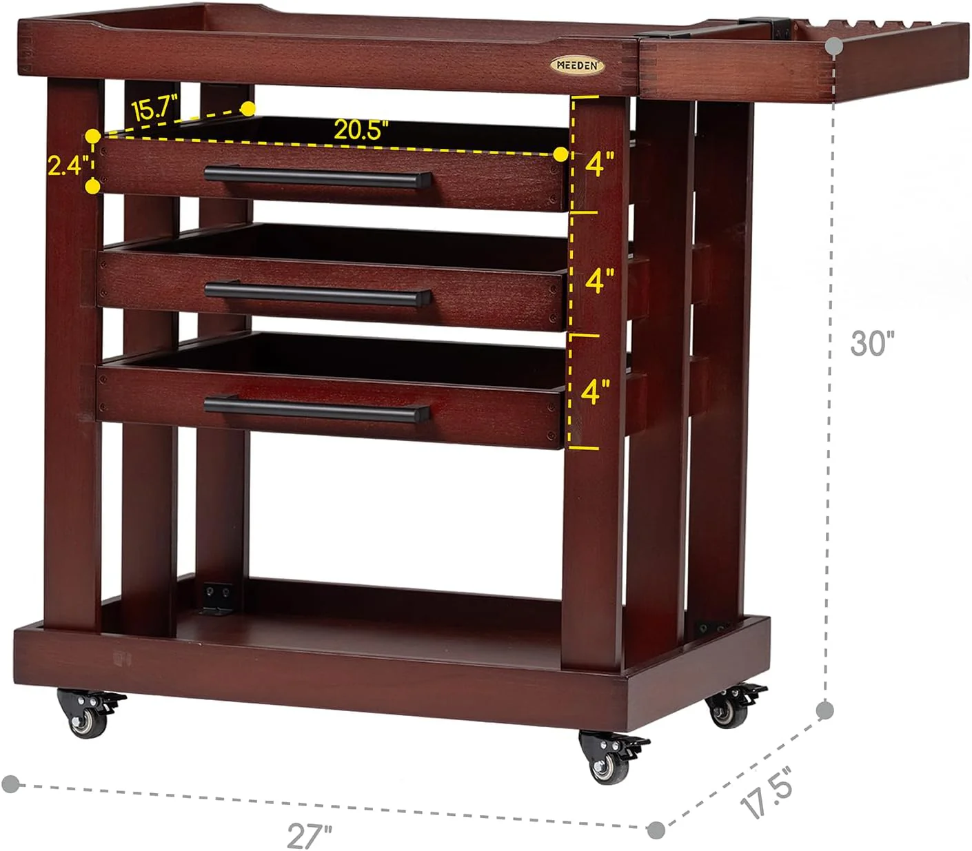 MEEDEN Deluxe Artist Supplies Storage Cart, 5-Tier Taboret-Dark Walnut-W13H - Image 6