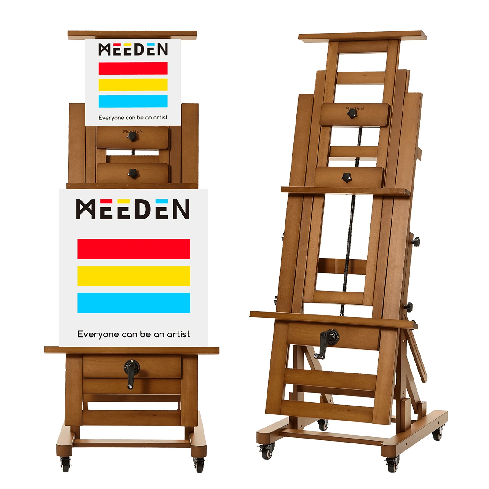 MEEDEN Deluxe Studio Large Rocker Crank Heavy Duty Artist Easel-Light Walnut-DHJ-12 - Image 3