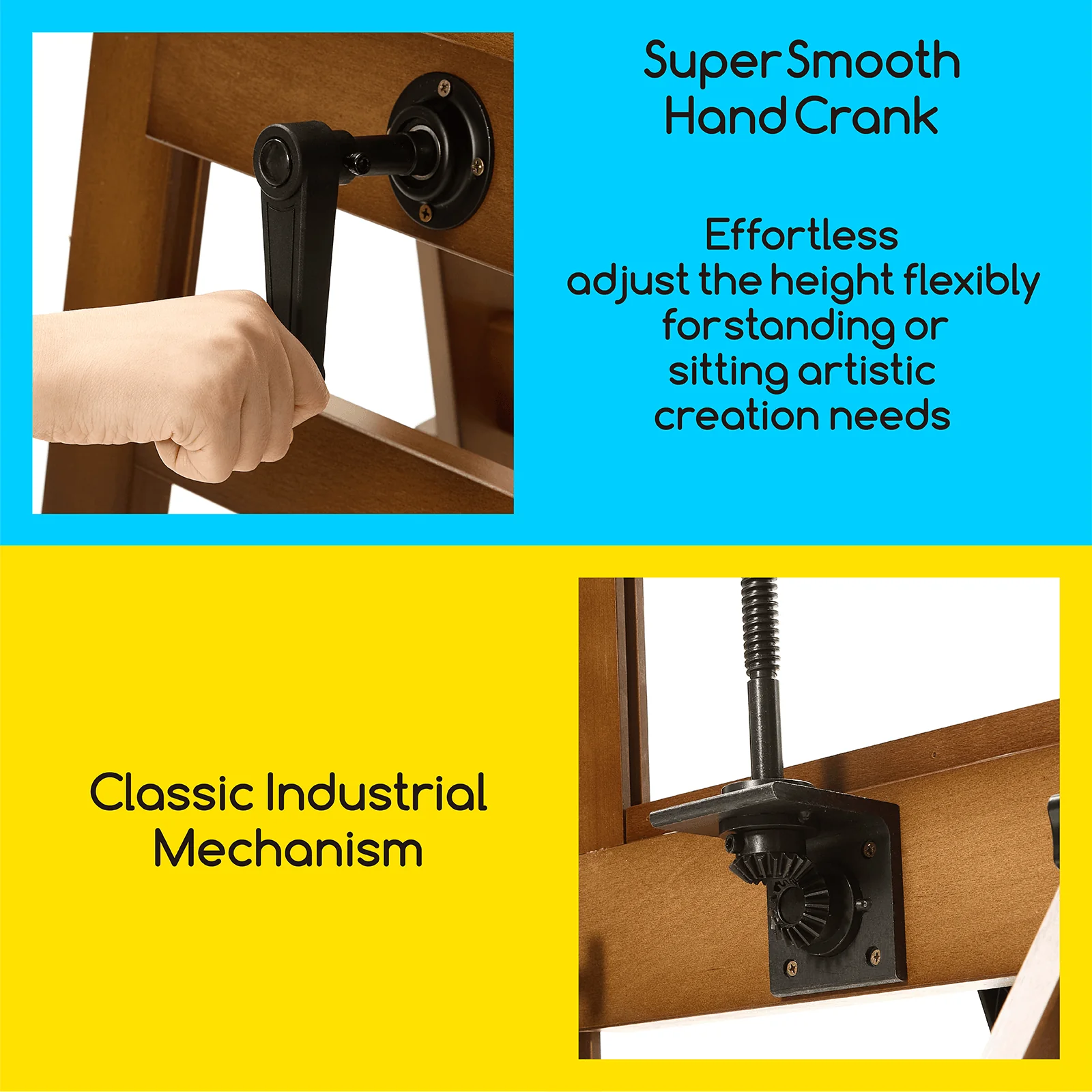 MEEDEN Deluxe Studio Large Rocker Crank Heavy Duty Artist Easel-Light Walnut-DHJ-12 - Image 6