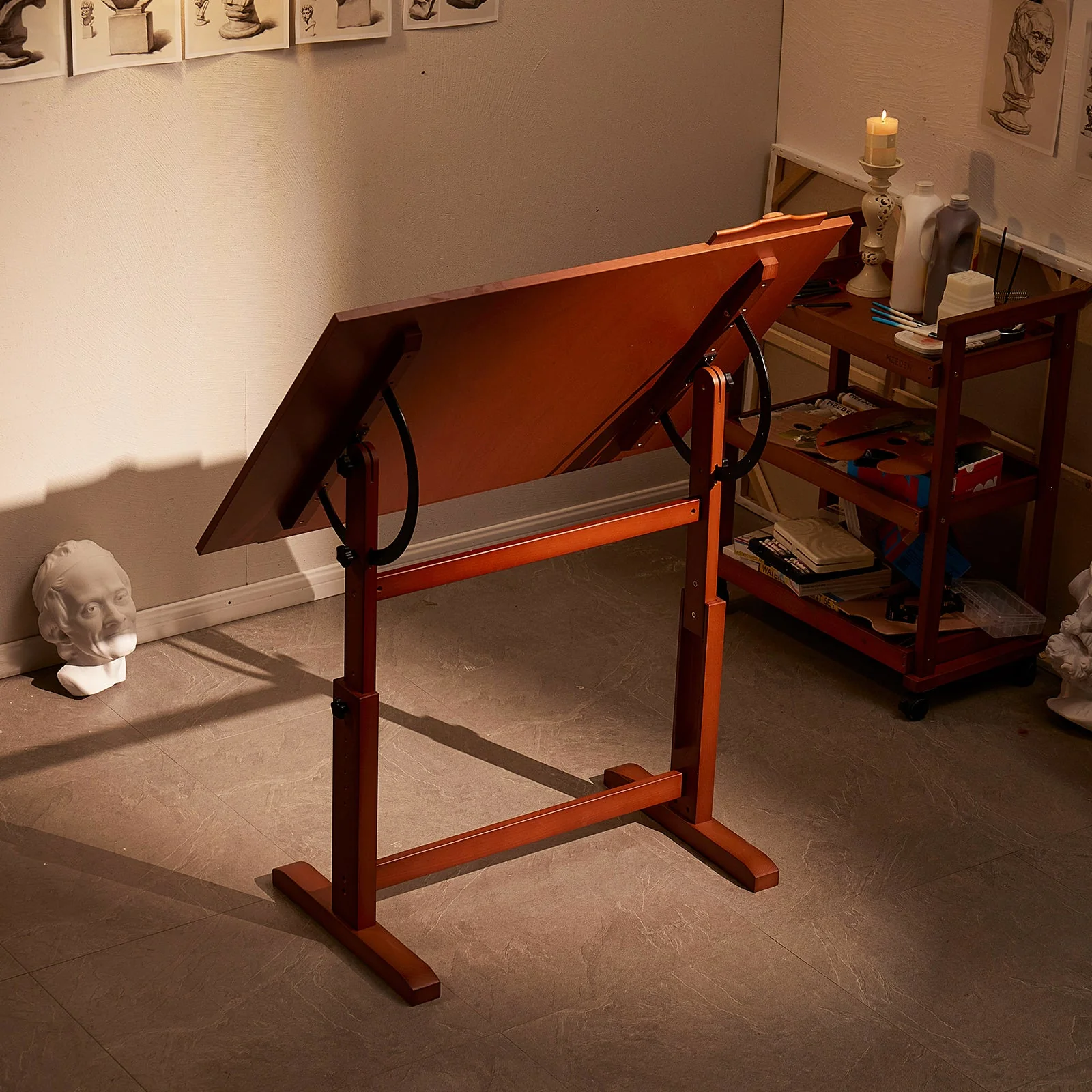 MEEDEN Extra Large Wooden Drafting Table, Light Walnut - Image 18