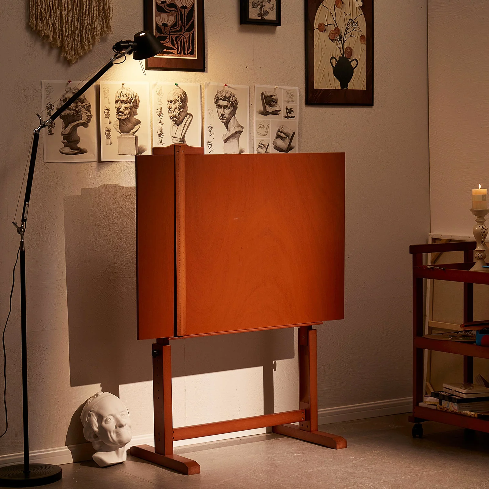 MEEDEN Extra Large Wooden Drafting Table, Light Walnut - Image 19
