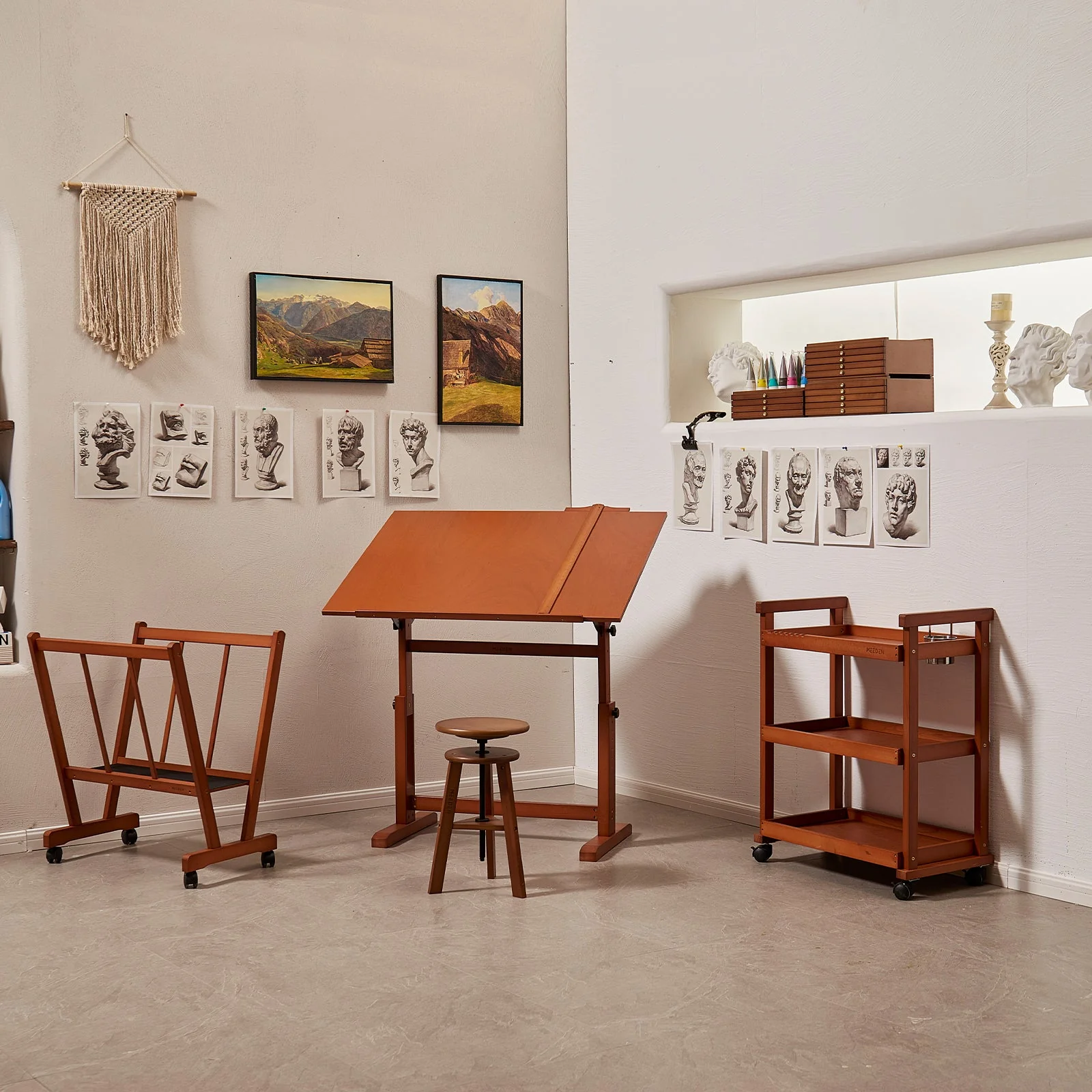 MEEDEN Extra Large Wooden Drafting Table, Light Walnut - Image 22