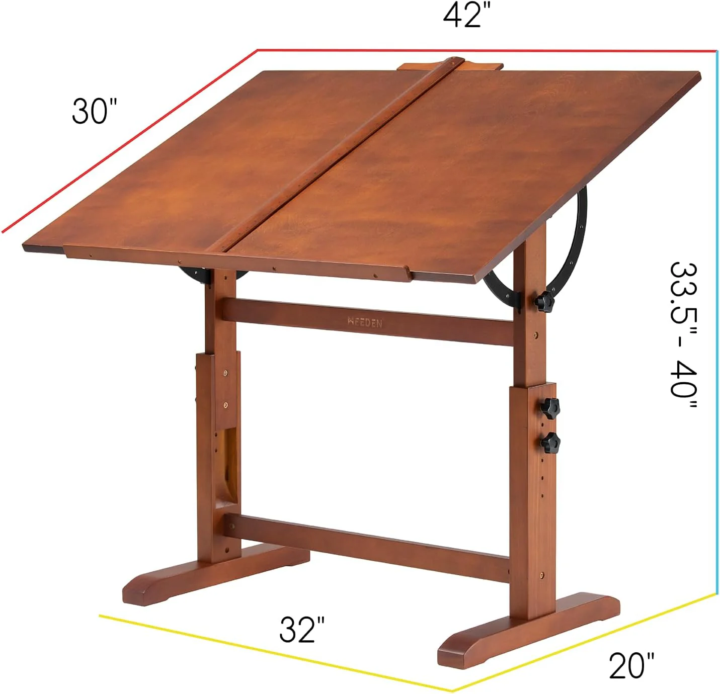 MEEDEN Extra Large Wooden Drafting Table, Light Walnut - Image 9