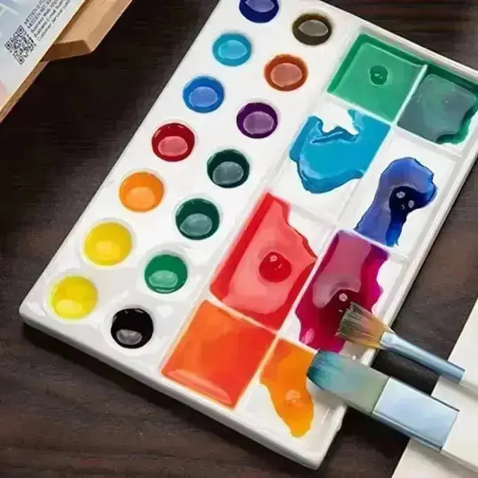 22-Well Ceramic Artist Paint Palette - Image 6