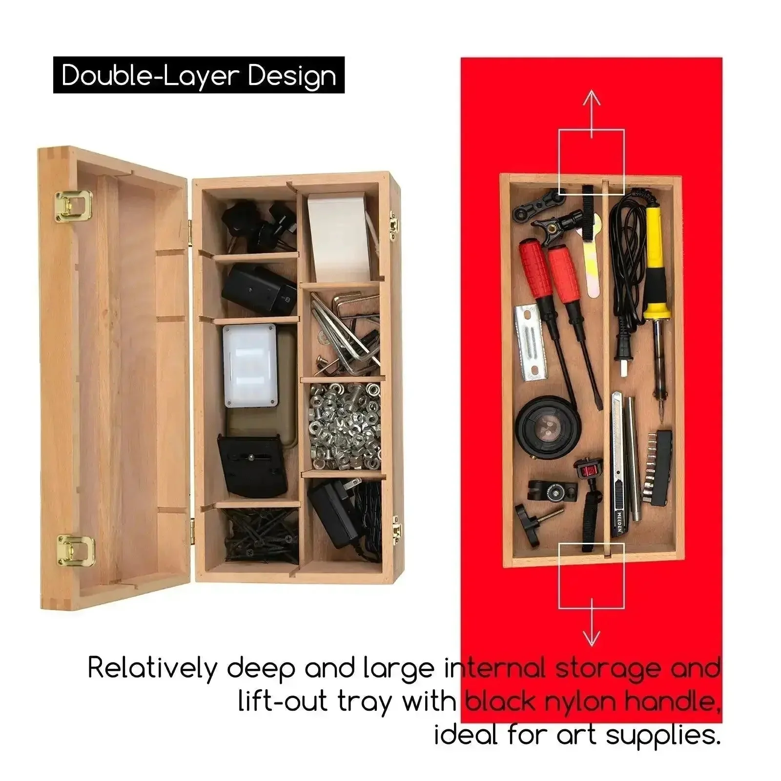 MEEDEN Large Multi-Function Solid Beech Storage Box - Image 4