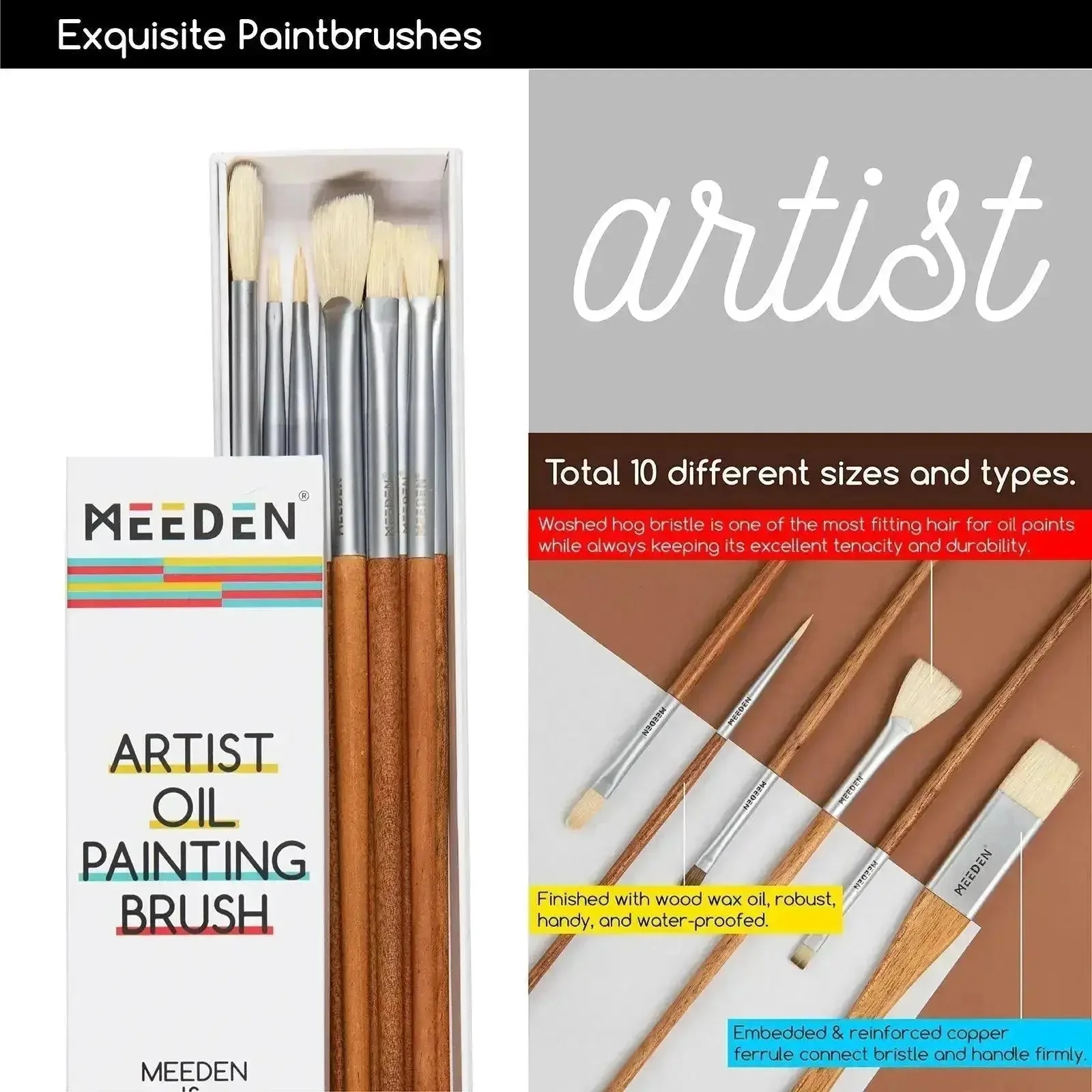 MEEDEN Artist Oil Painting Set with Sketch Easel Box, 13*50ml Tubes - Image 5