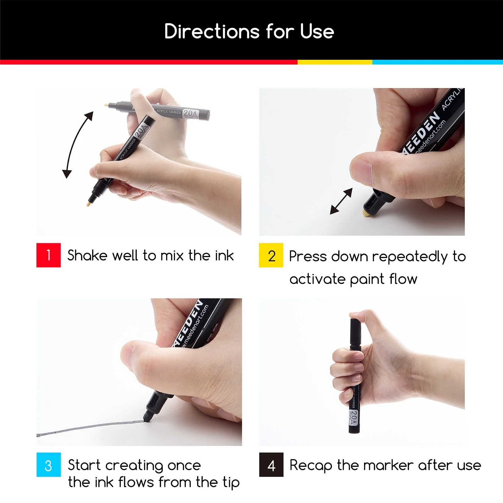 MEEDEN Acrylic Paint Markers, Black & White Colors - Image 8