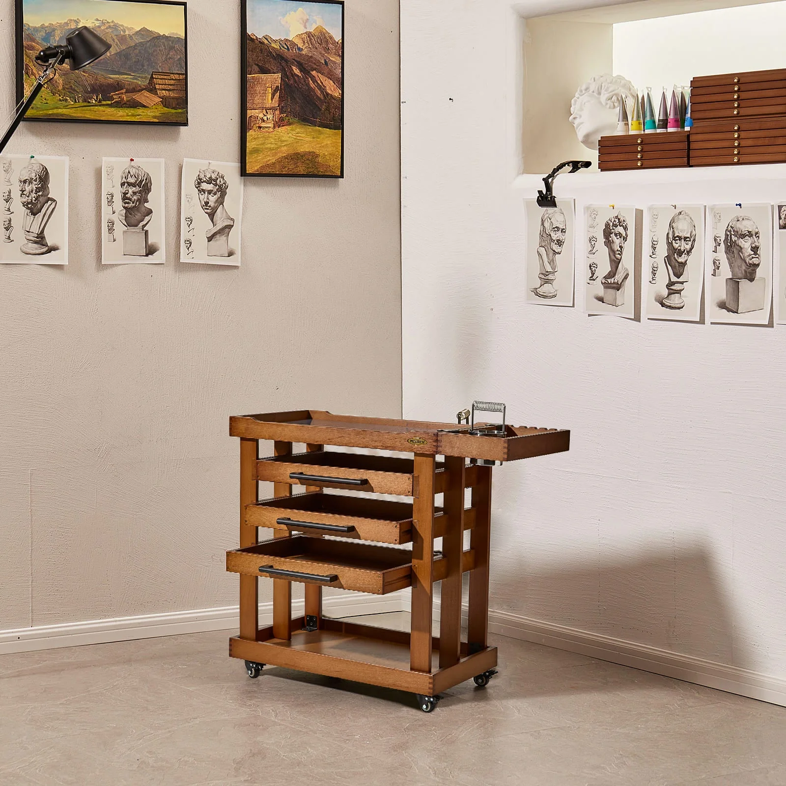 MEEDEN Deluxe Artist Supplies Storage Cart, 5-Tier Taboret-Walnut-W13H - Image 2