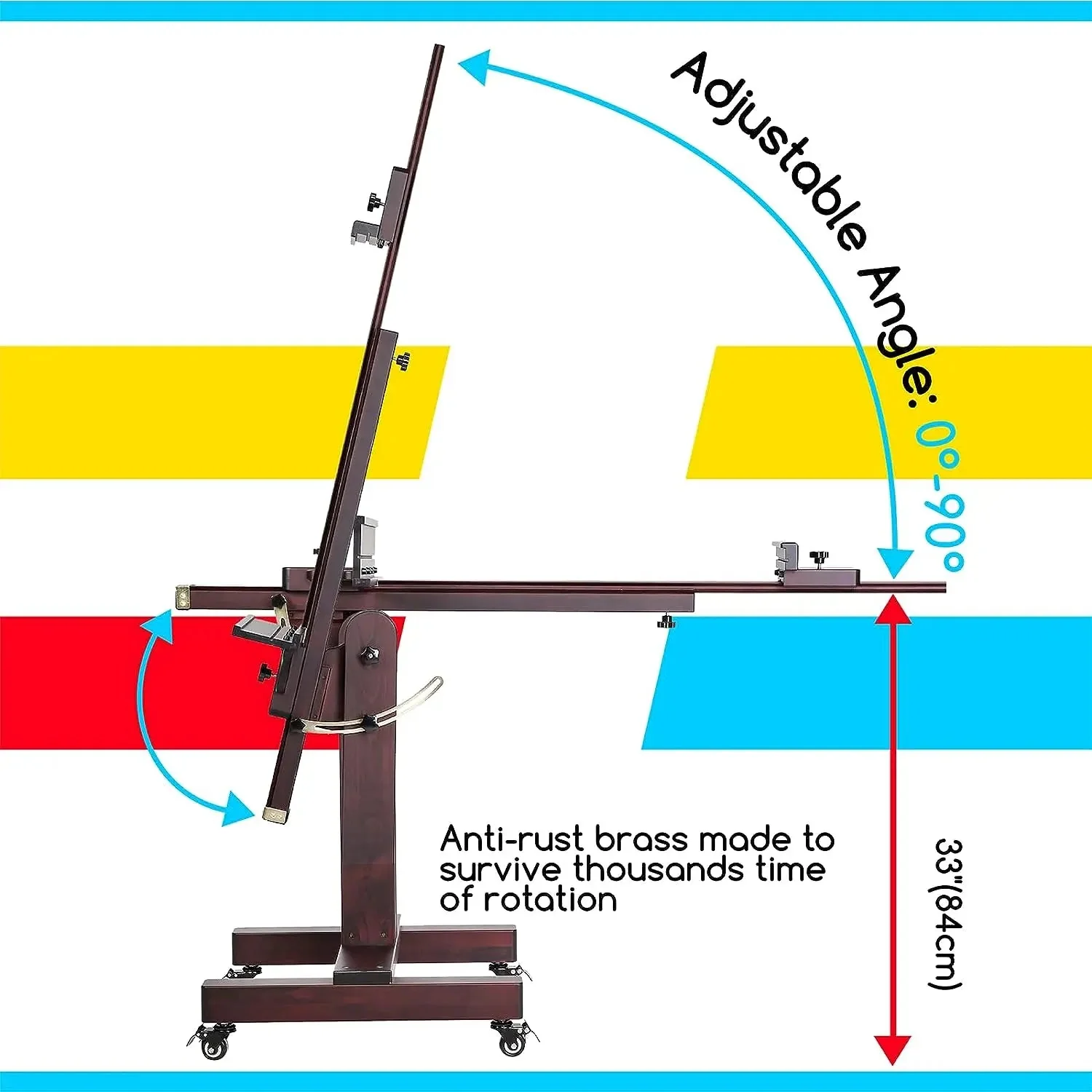 MEEDEN Extra Large Adjustable Artist Easel Stand, Dark Walnut-DHJ-11 - Image 4