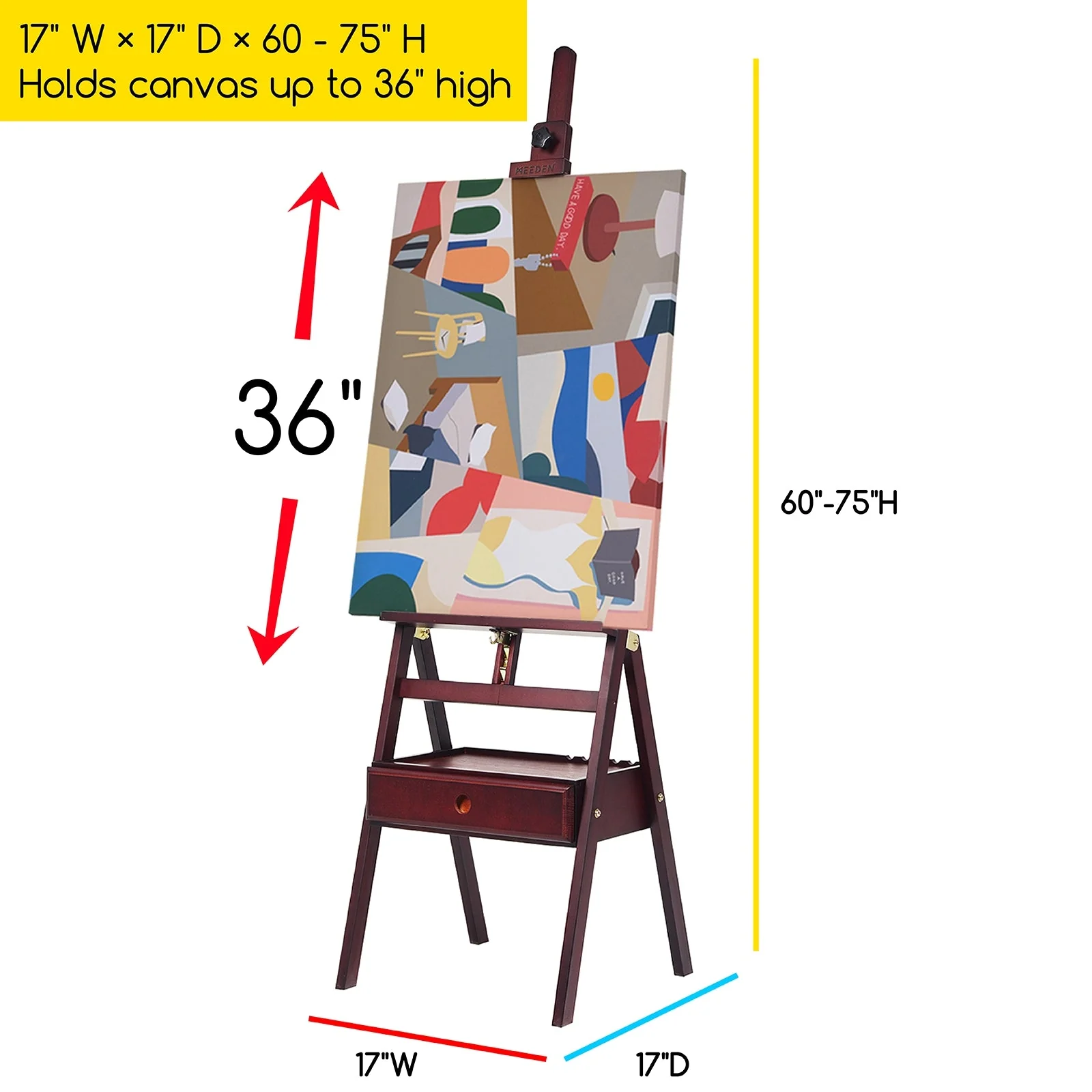 MEEDEN Forward Tilt Floor Easel, Dark Walnut-HJ-2A - Image 10