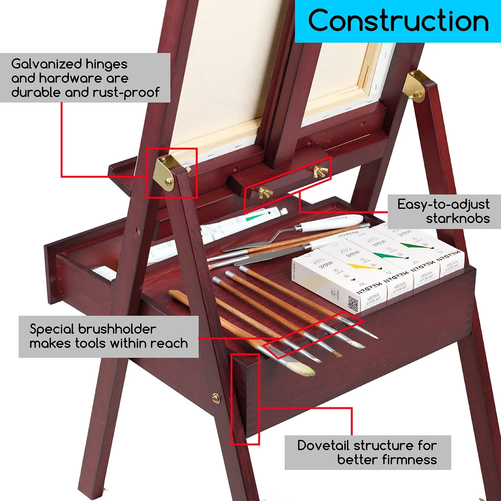 MEEDEN Forward Tilt Floor Easel, Dark Walnut-HJ-2A - Image 12