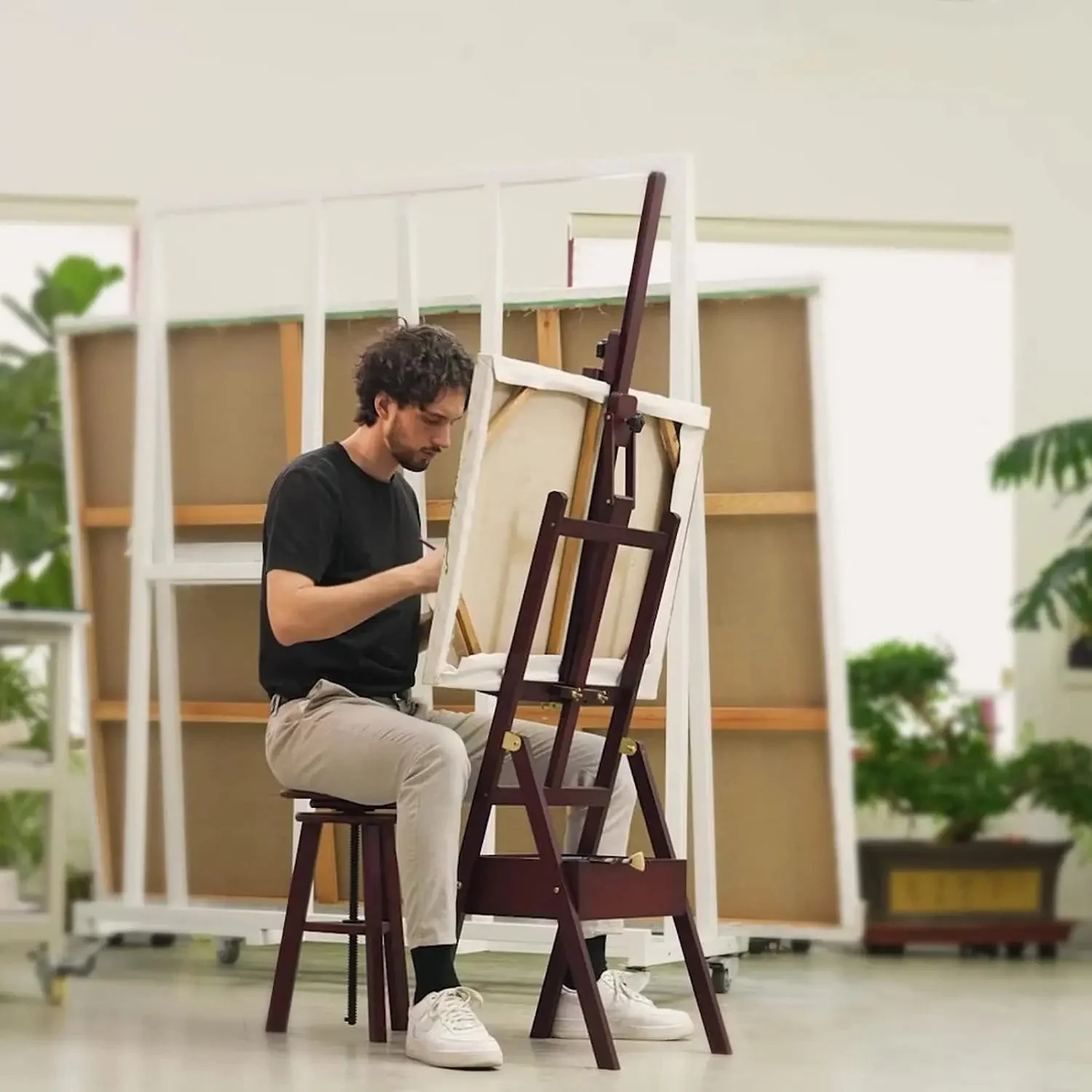 MEEDEN Forward Tilt Floor Easel, Dark Walnut-HJ-2A - Image 3