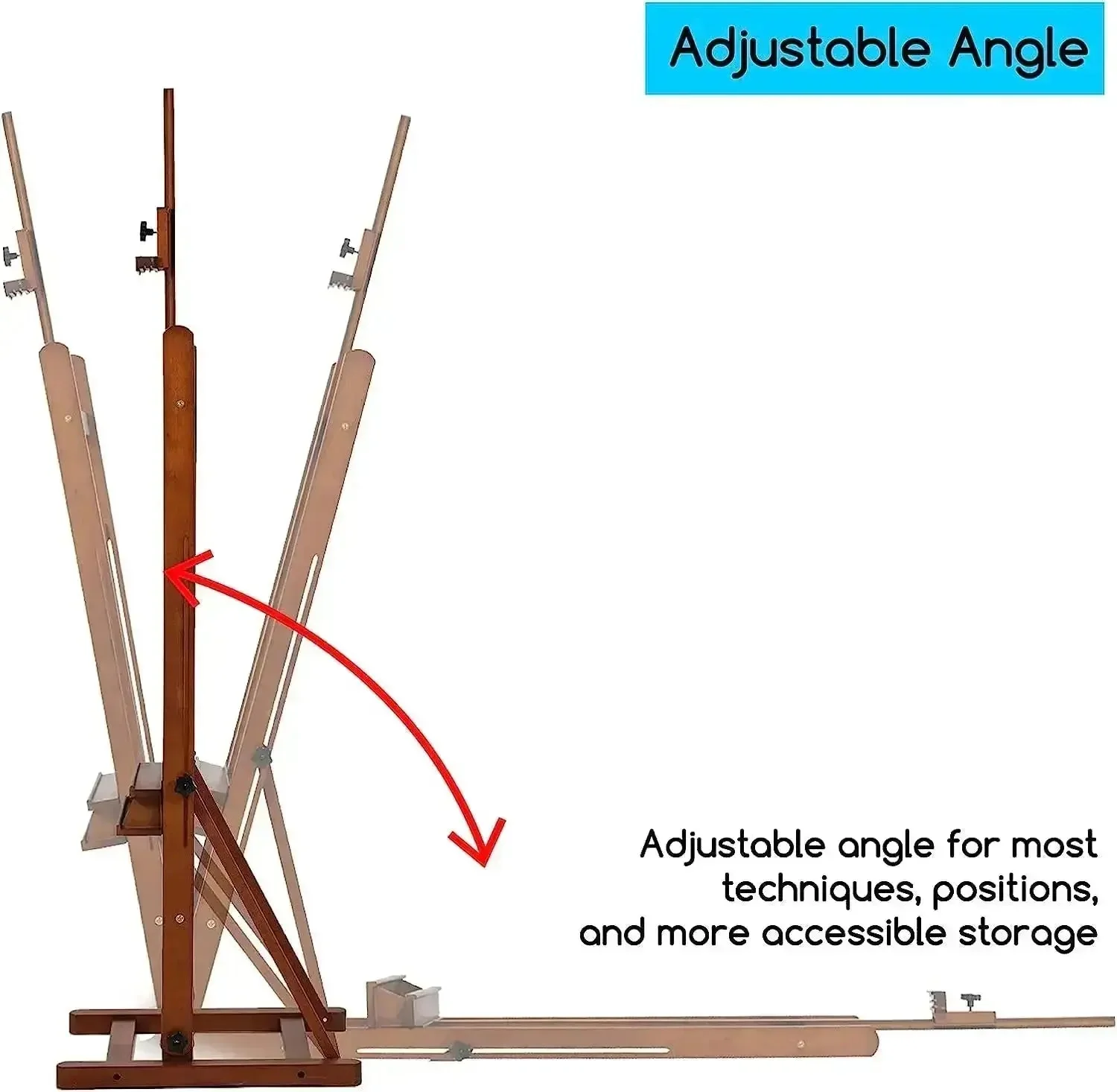 MEEDEN Studio Art Easel Stand with Large Storage Tray-Walnut-W02B-B - Image 4