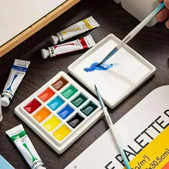 MEEDEN 12-Well Ceramic Paint Palette with Cover - Image 6