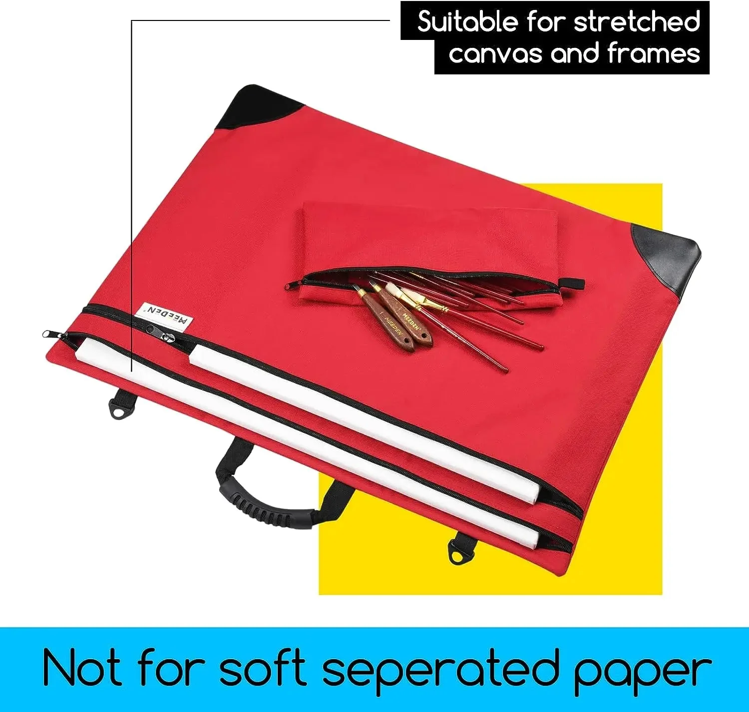 MEEDEN Studio Art Portfolio Case Water-proof with Double compartments 600D, Red, 24" X 31" - Image 6