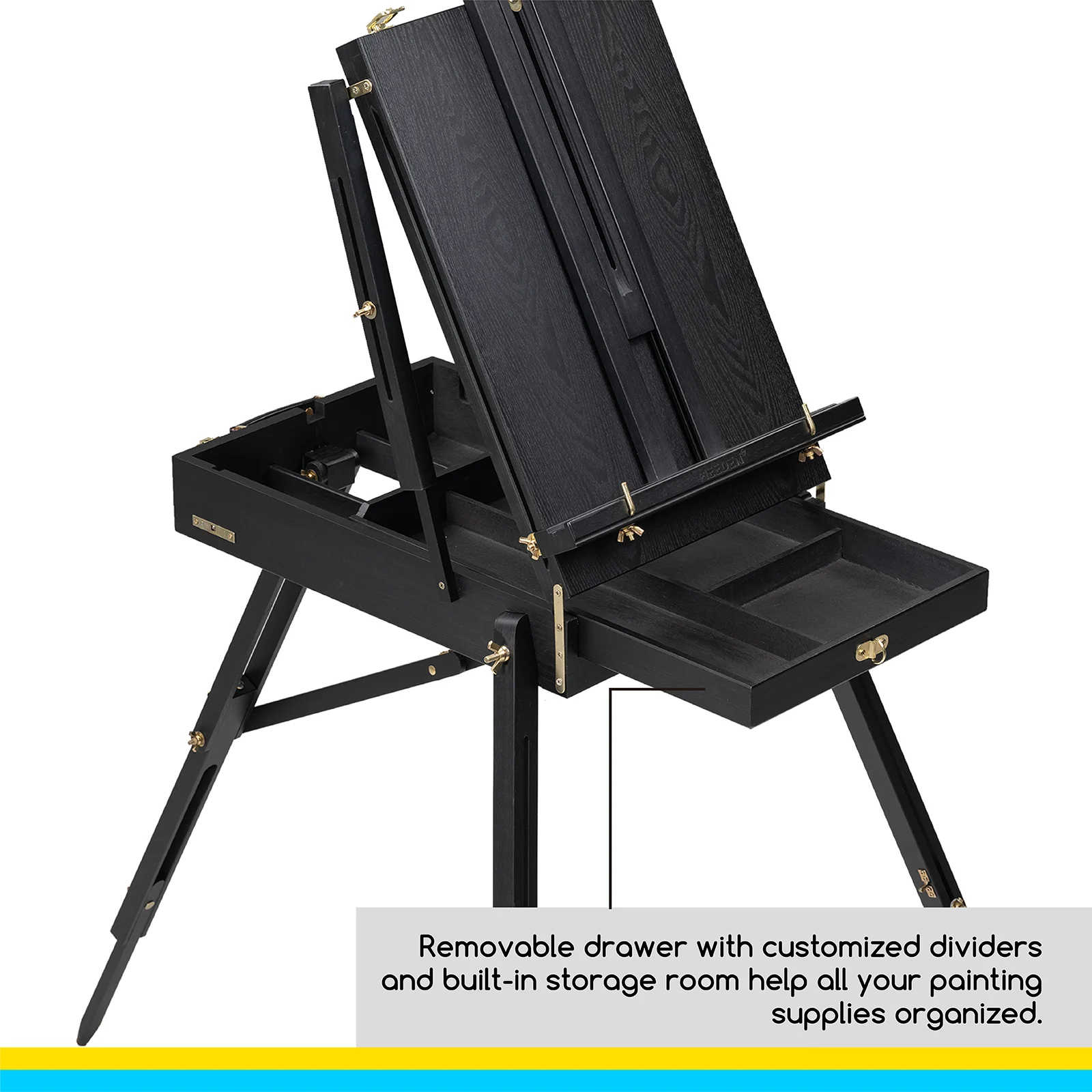 MEEDEN Foldable Beechwood French Easel with Drawer & Palette – Black - Image 6