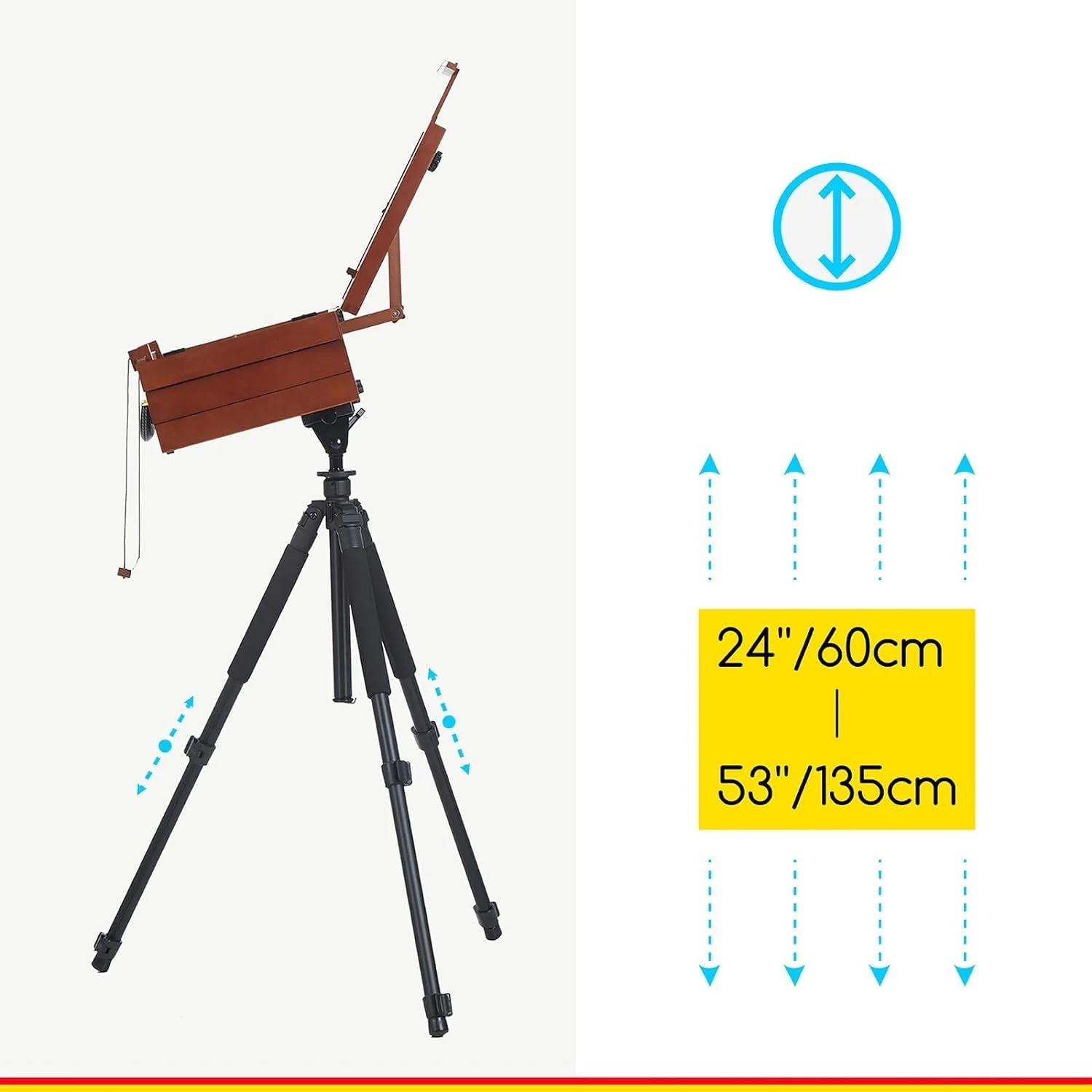 MEEDEN Plein Air Pochade Box with Tripod-Walnut - Image 4