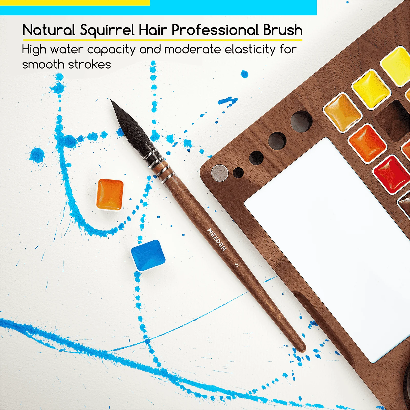 MEEDEN Premium Artist-Grade Watercolor Set - Luxury 27 Color Collection with Black Walnut Case - Image 5