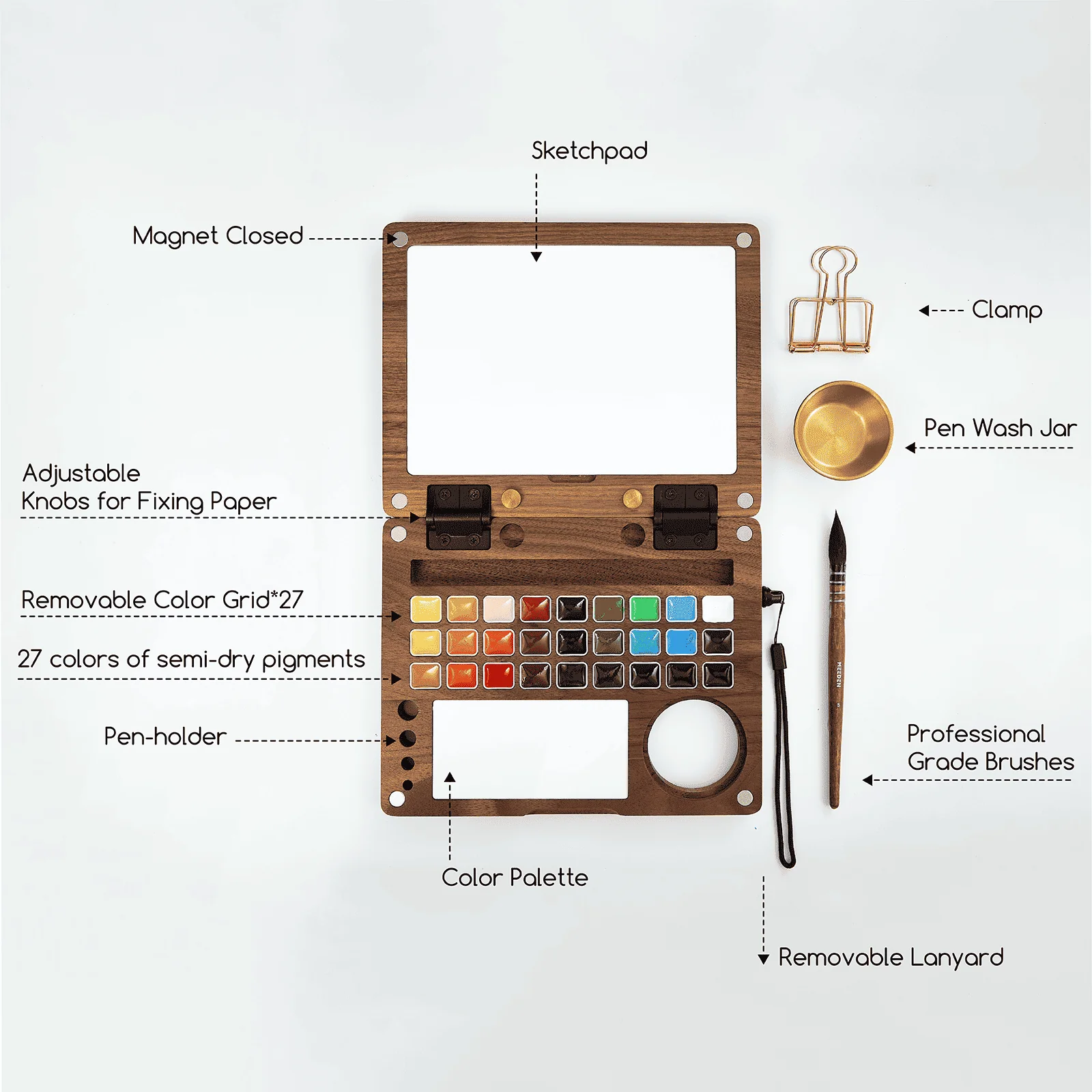 MEEDEN Premium Artist-Grade Watercolor Set - Luxury 27 Color Collection with Black Walnut Case - Image 6