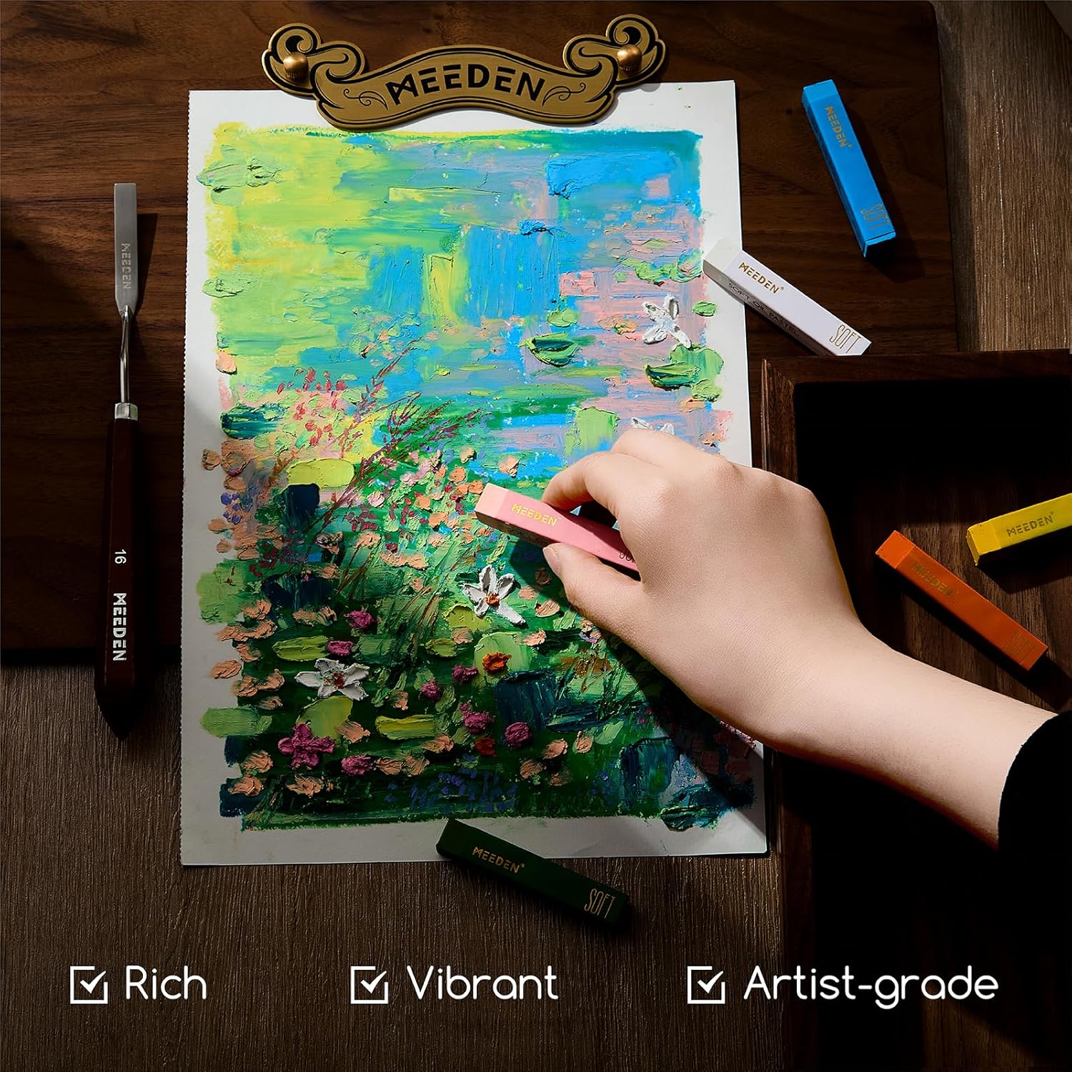 MEEDEN Professional Square Soft Oil Pastels, 48 Colors With Extra 2 White & 2 Black - Image 6