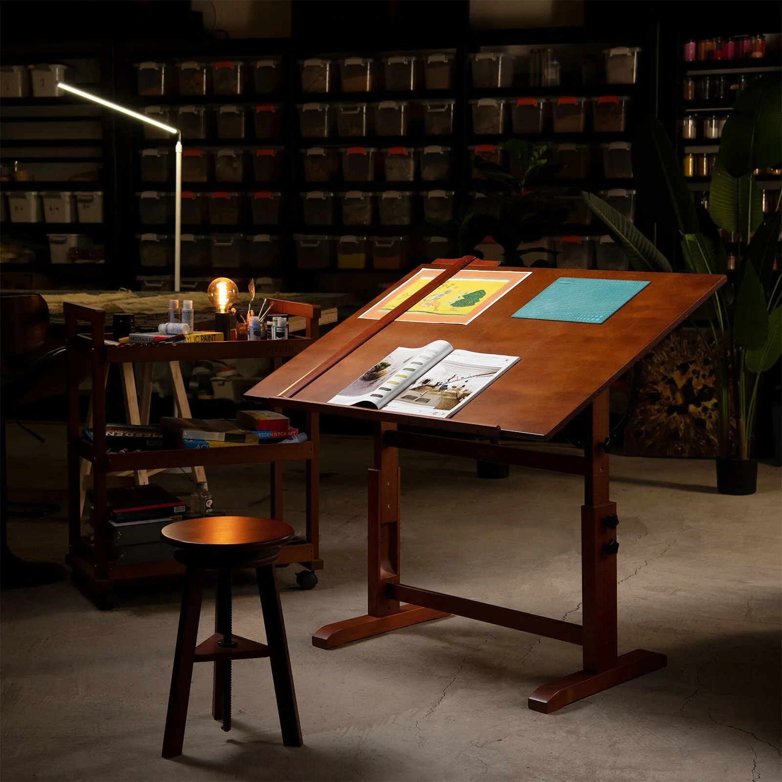 MEEDEN Vintage Adjustable Wooden Drafting Table , Dark Walnut-XSZ-4 - Image 13