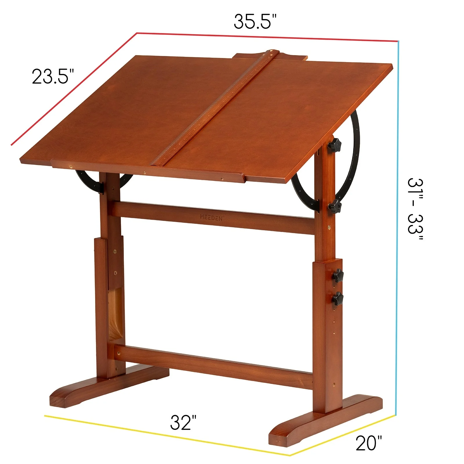 MEEDEN Vintage Adjustable Wooden Drafting Table & Stool Set-XSZ-4 - Image 6