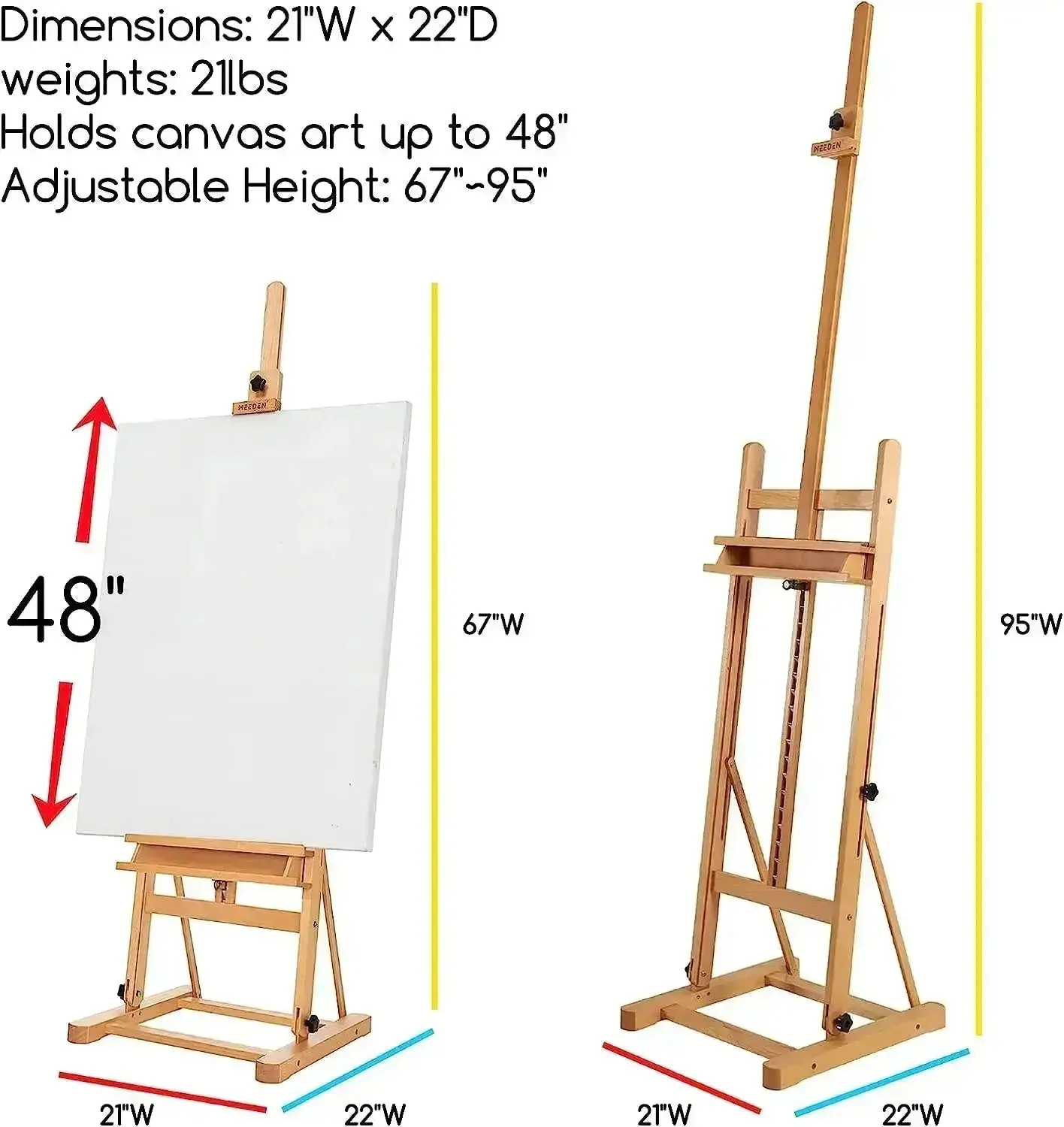 MEEDEN Studio Art Easel Stand with Large Storage Tray-W02B-B - Image 3